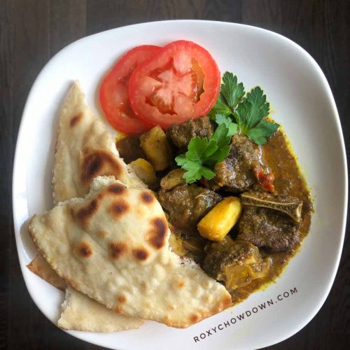 Jamaican Roti with Curry Goat by Roxy Chow Down